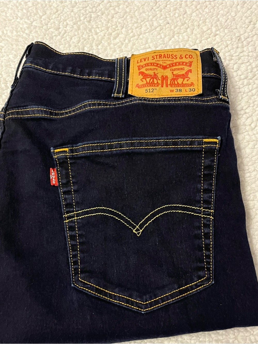 Levi's Men's 512 Slim Straight Jeans in Dark Indigo with Yellow Stitching